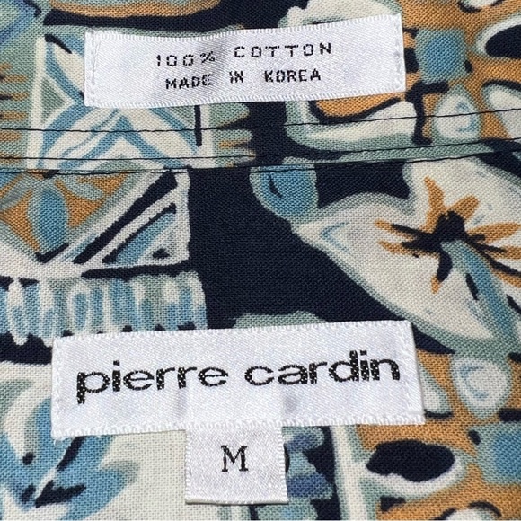 Pierre Cardin Men's Blue and Brown Hawaiian Patterned Shirt size Medium - Picture 6 of 13